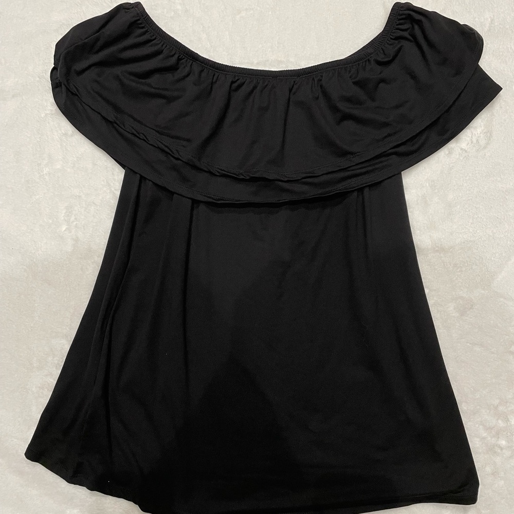 White Birch Black Off the Shoulder Top Size Large - Picture 2 of 2